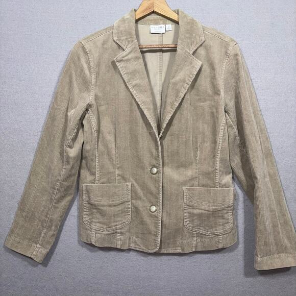Sonoma Stretch Corduroy Pocket Blazer Medium Retro Light Academia Indie Neutral - Picture 1 of 7